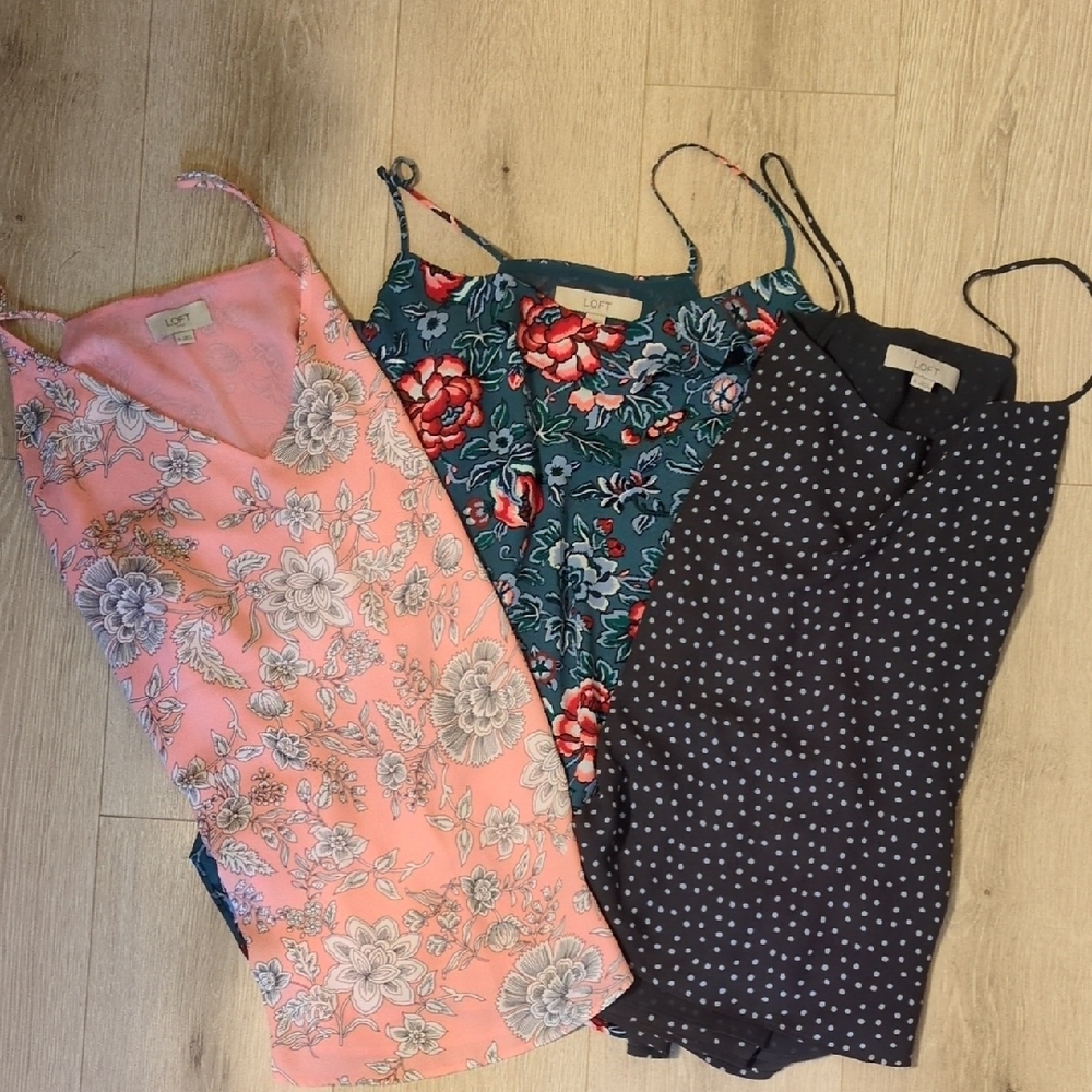 EUC Loft Floral and Polka Dot tank tops 3 Total